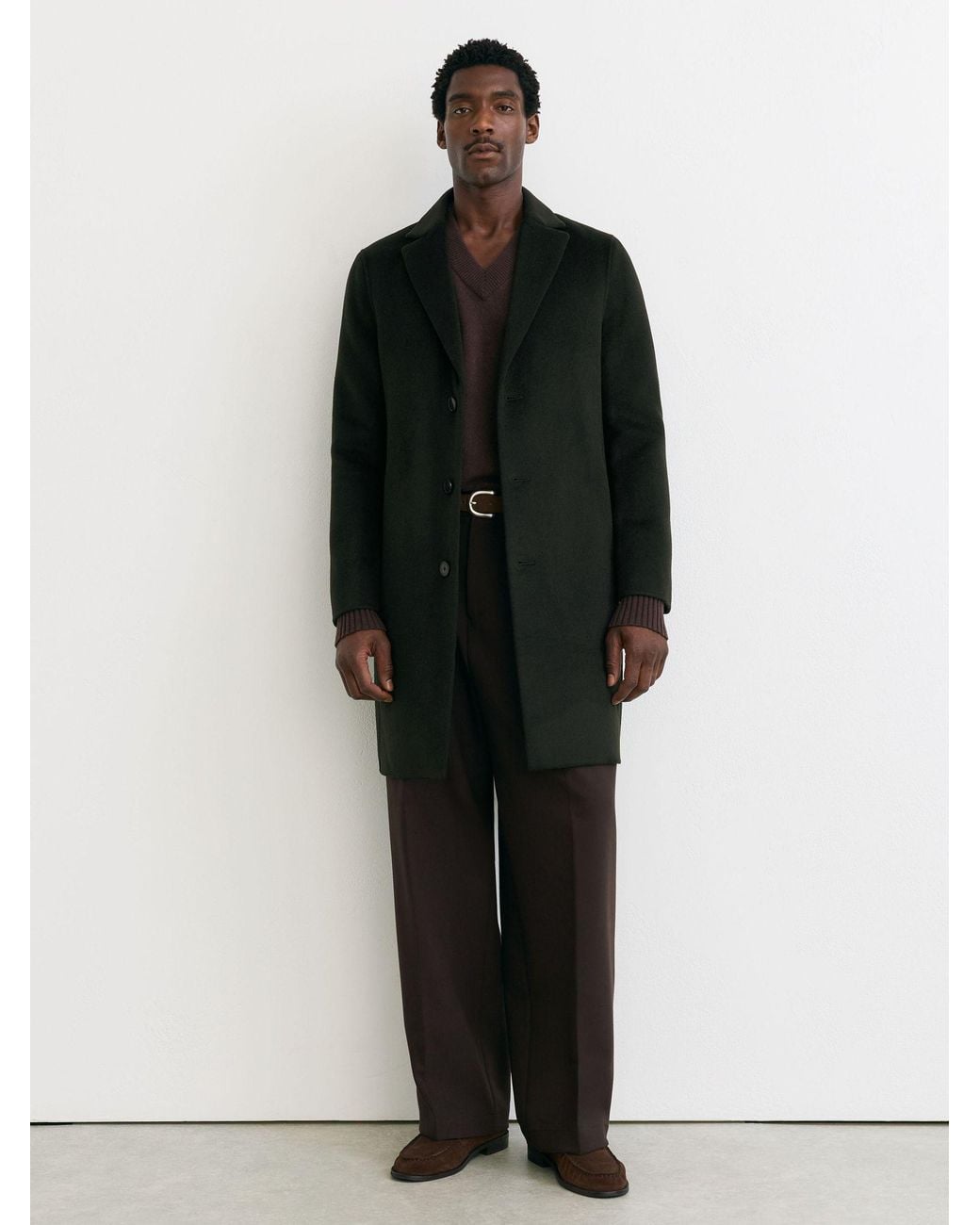 Reiss Black Knight - Green Wool-blend Single-breasted Epsom Coat, Xxl for men
