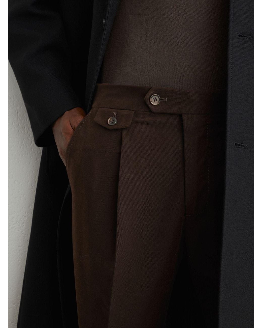 Reiss Black Dimmock - Chocolate Brown Cotton-blend Moleskin Tapered Trousers, 28 for men