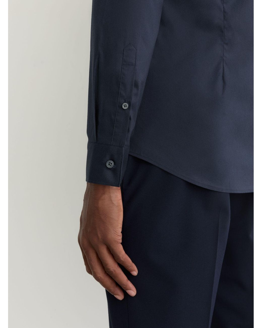 Reiss Blue Vega - Navy Stretch-cotton Concealed-placket Shirt Slim-fit, 15.5 for men