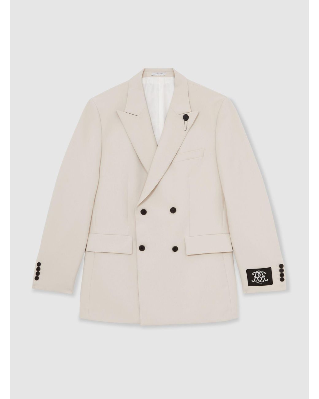 Reiss Natural Monogram Relaxed Double-Breasted Blazer for men