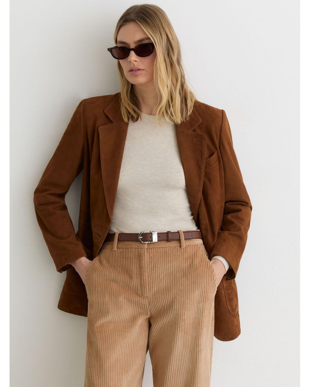 Reiss Natural Stanton - Camel Cotton Corduroy Wide-leg Trousers, Us 4 Regular