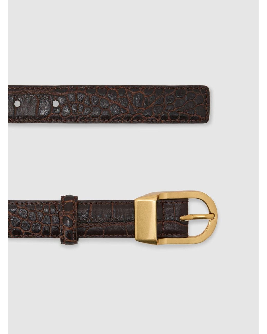 Reiss Black Leather Croc-Effect Belt