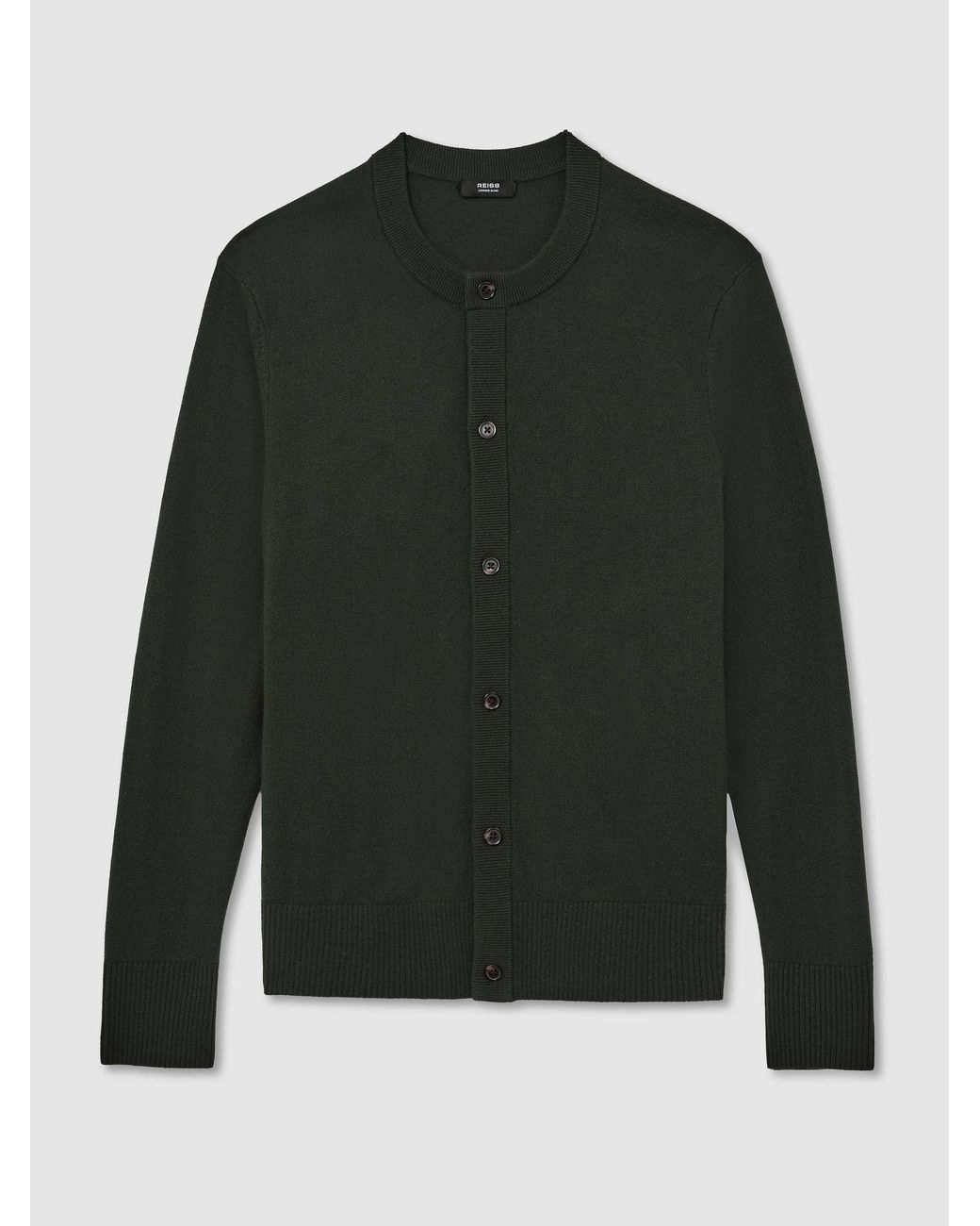 Reiss Green Wool-Cashmere Jersey-Knit Cardigan for men