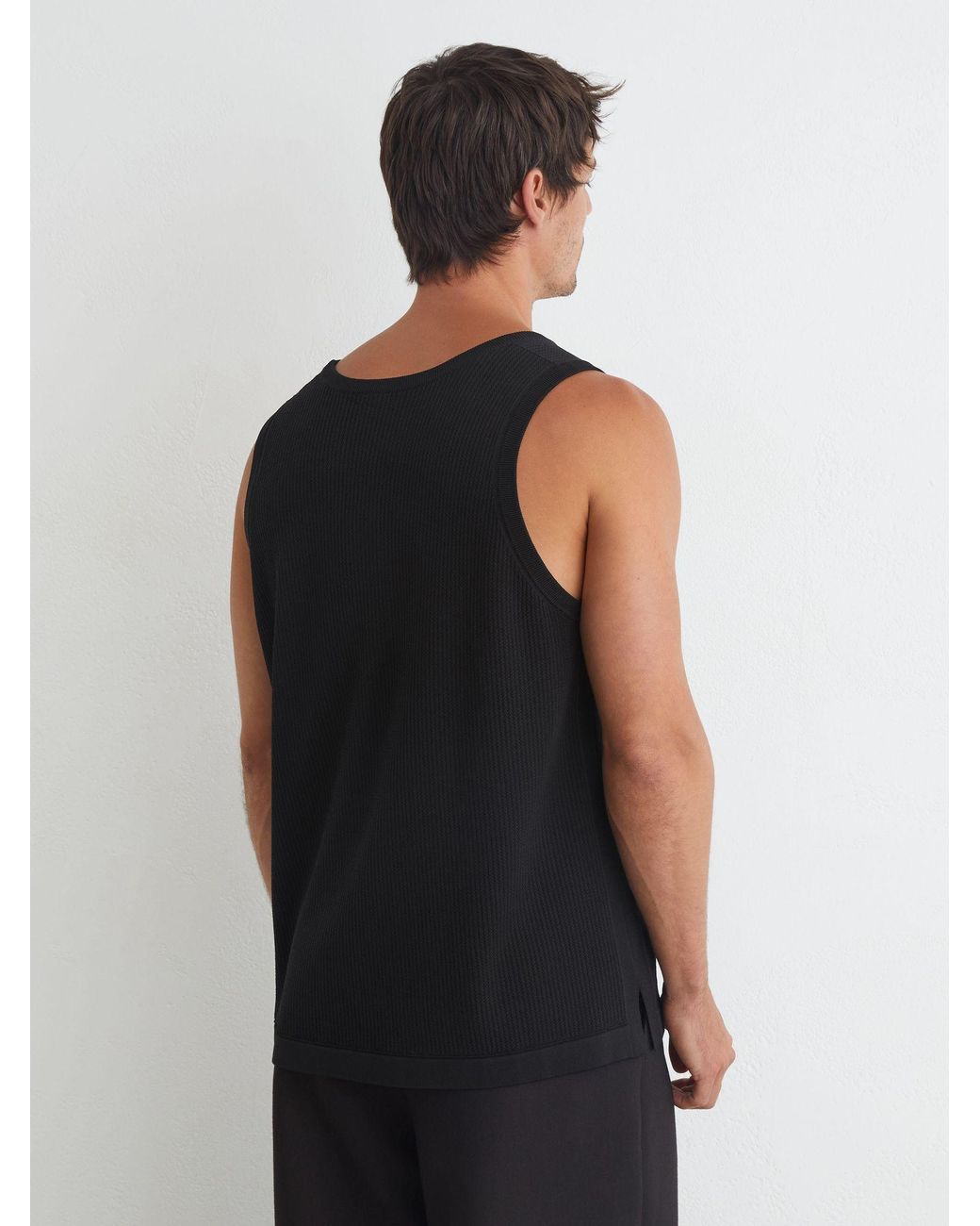 Reiss Watson - Black Textured-knit Round-neck Vest, L for men