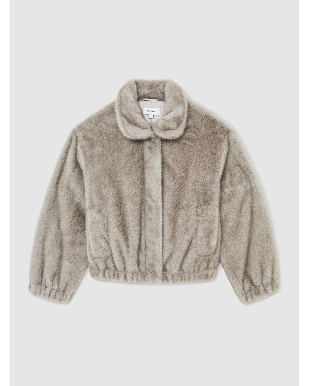 Reiss Gray Faux-Fur Zip-Through Jacket