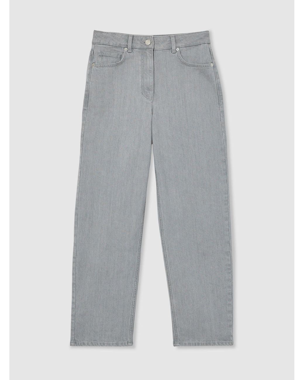 Reiss Gray Selin Mid-Rise Straight-Leg Jeans
