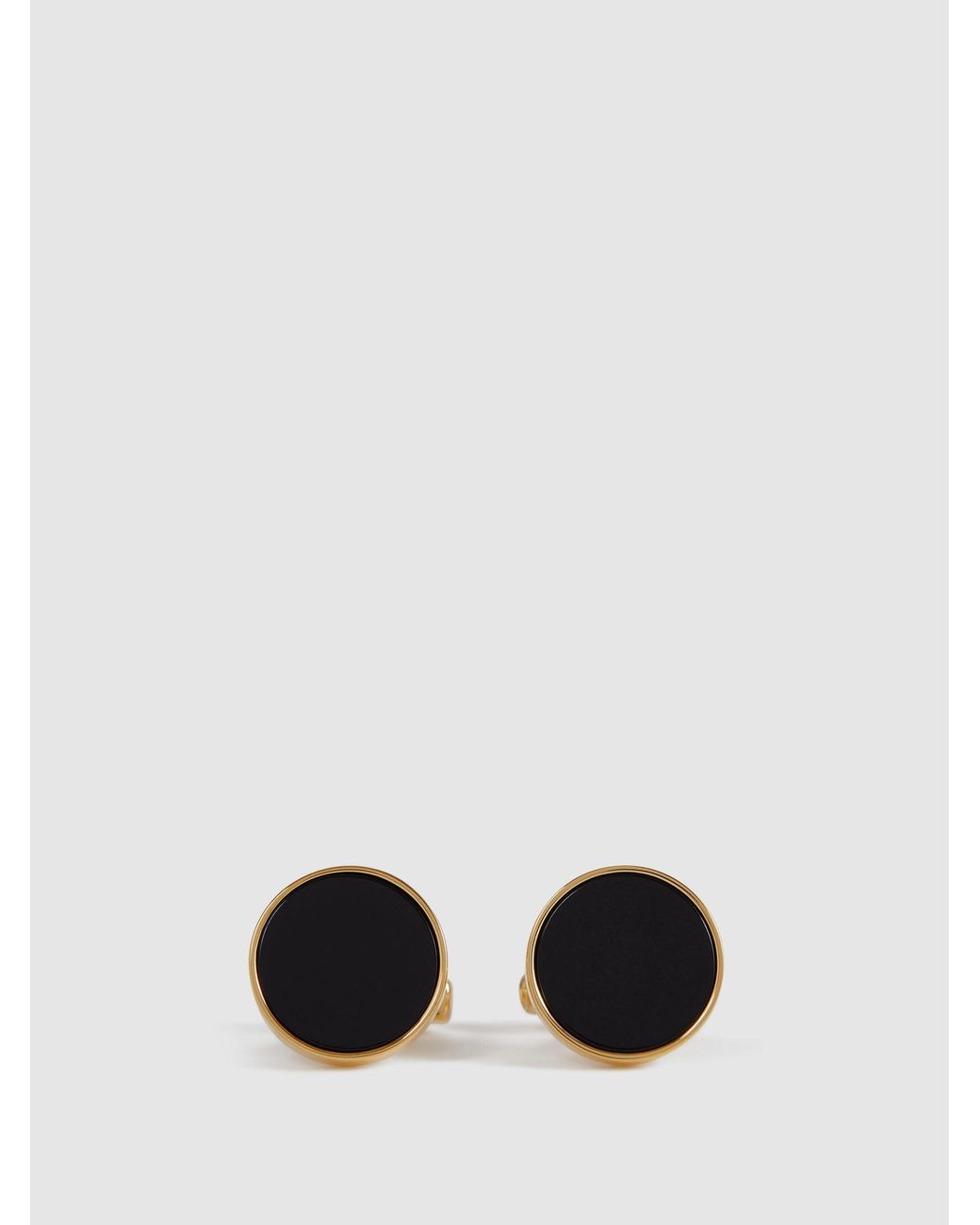 Reiss Black Round Mother Of Pearl Cufflinks for men