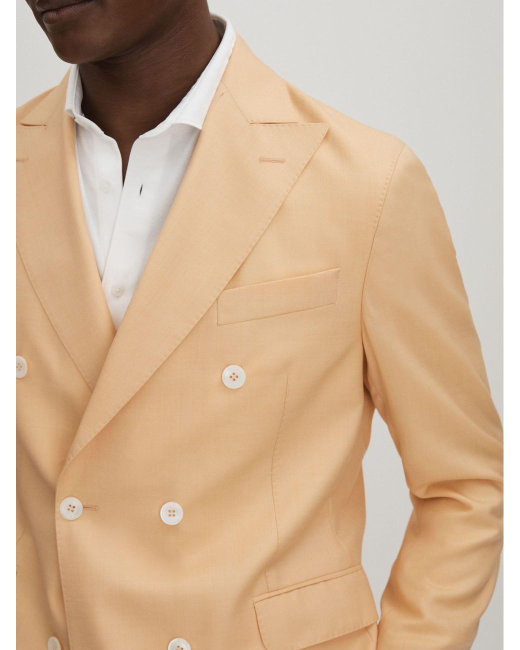 Oscar Jacobson Natural Wool Double Breasted Sand for men