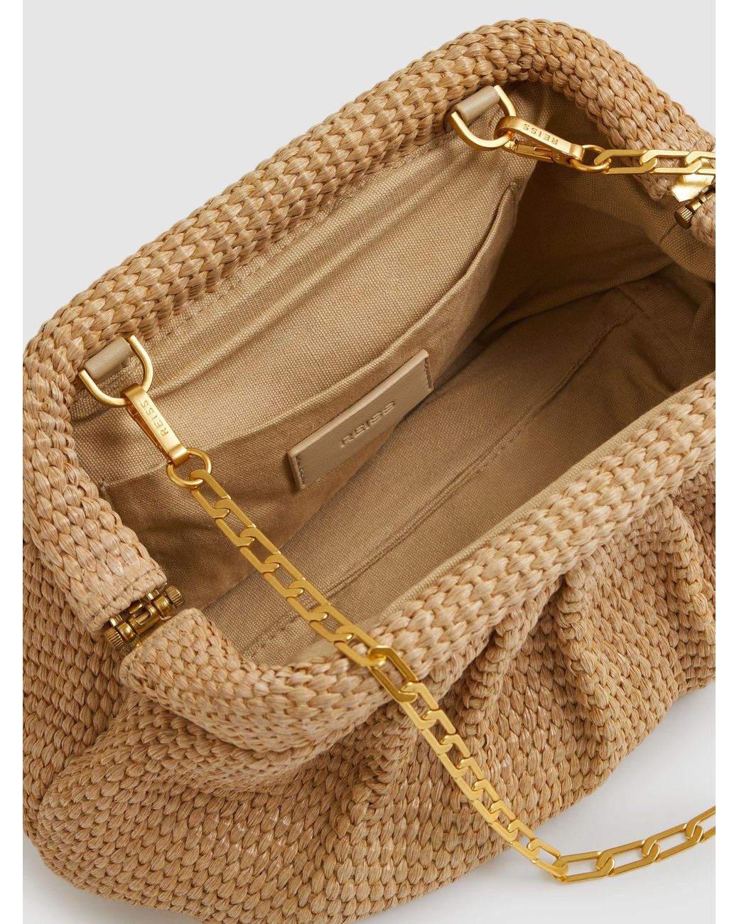Reiss Gia - Natural Raffia Clutch Bag