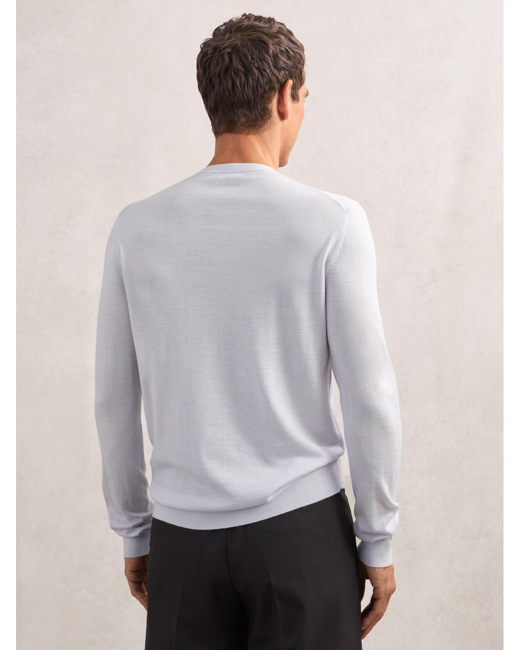 Reiss White Wessex Wool Crew Neck Jumper for men