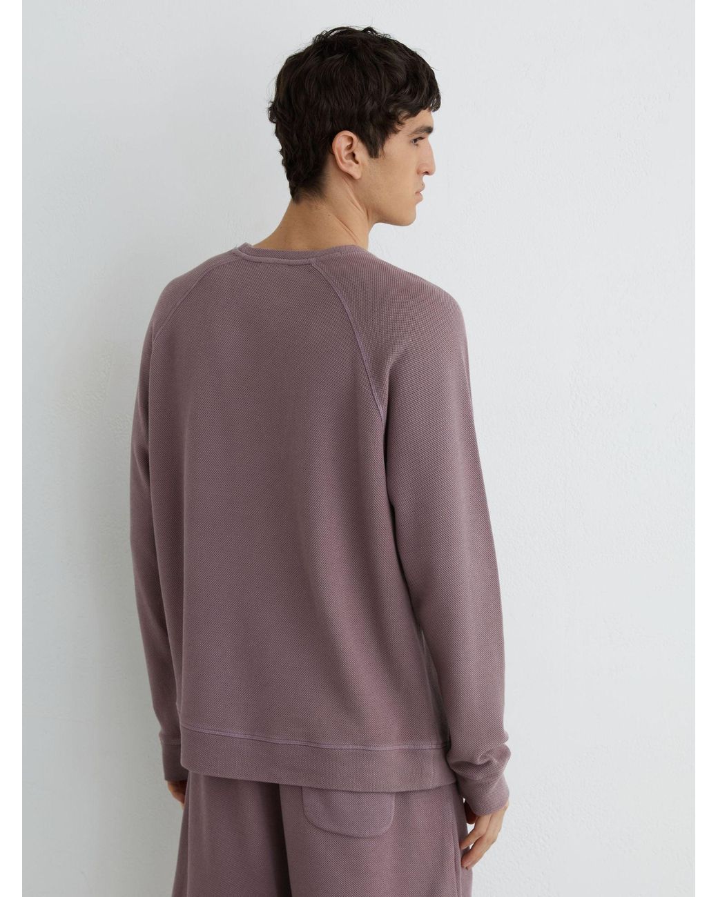 Reiss Purple Cotton-Piqué Garment-Dyed Sweatshirt for men