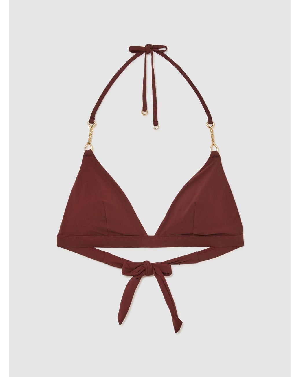 Reiss Brown Triangle Hardware-Trim Bikini Top