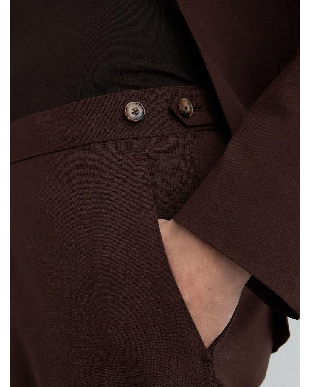 Reiss Mineral - Chocolate Brown Classic Fit Wool-blend Suit Trousers, 30 for men