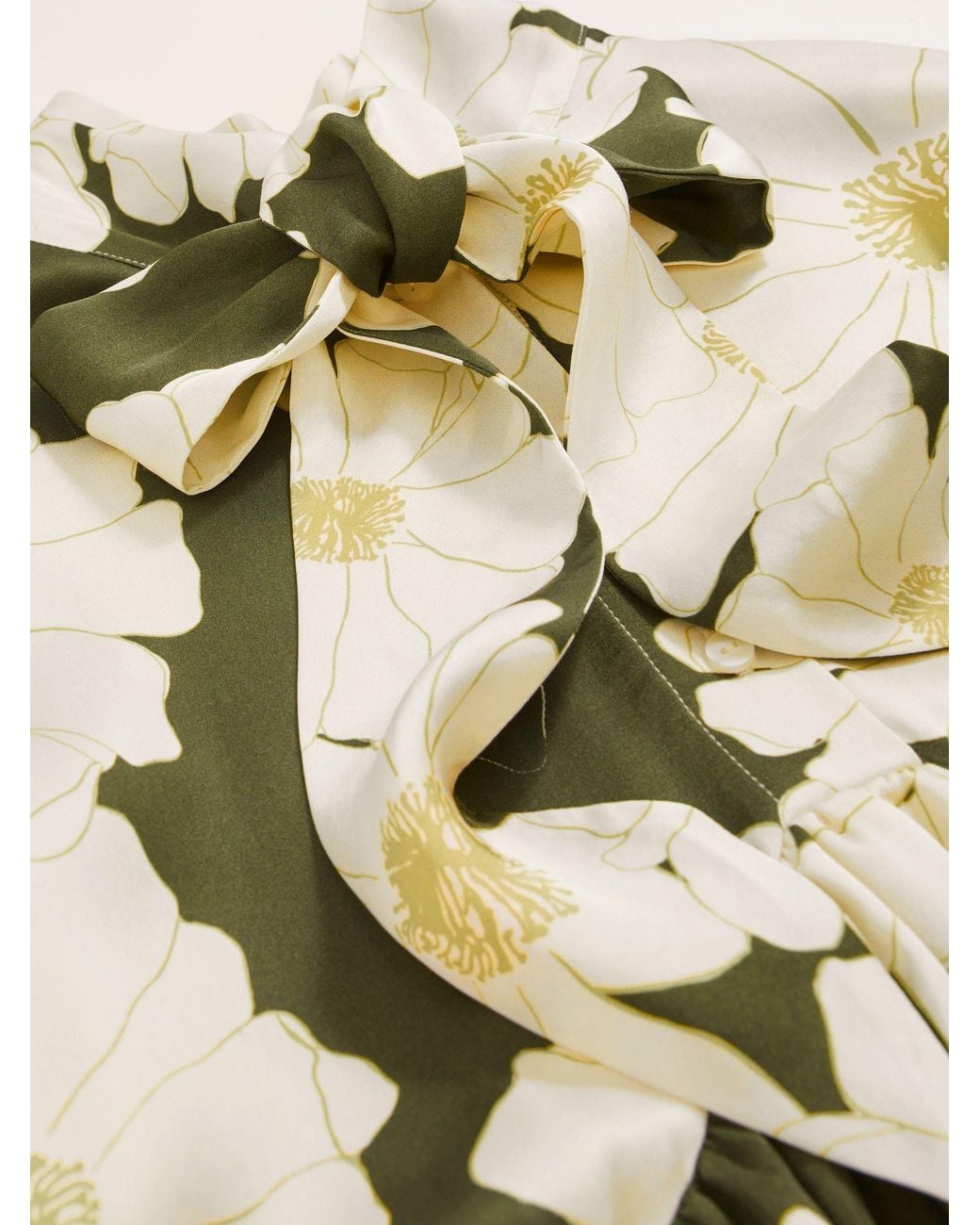 Reiss Natural Floral Tie-Neck Swing Dress