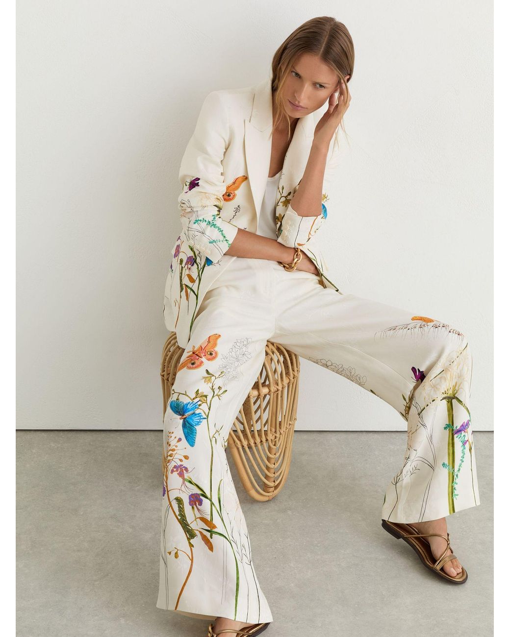 Reiss Natural X Nybg Printed Wide-Leg Suit Trousers
