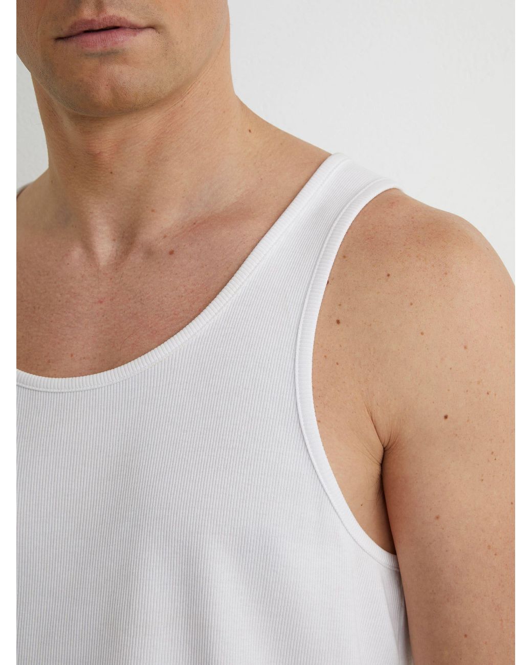 Reiss White Stretch-Cotton Ribbed Vest for men
