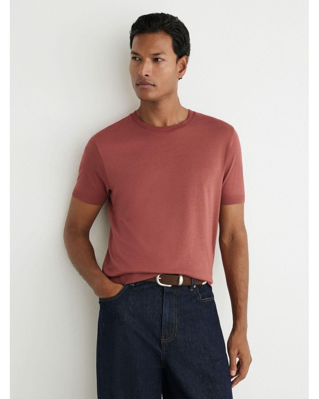 Reiss Red Cotton- Crew-Neck Modern-Fit T-Shirt for men