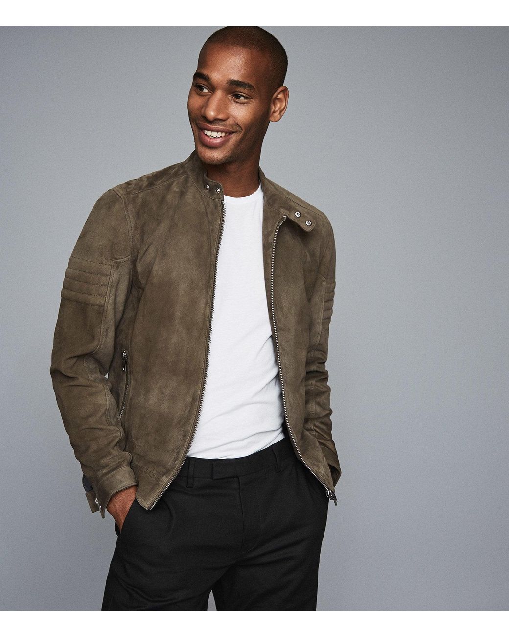 Reiss Marko - Suede Cafe Racer Jacket 