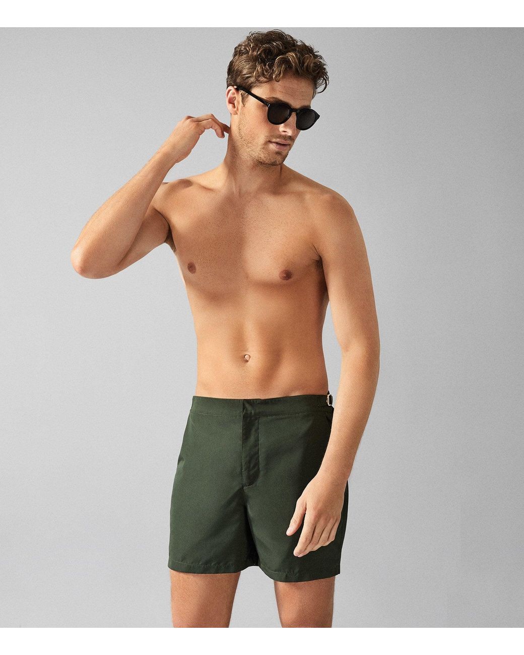 Reiss Jose - Swim Shorts With Side Adjusters in Green for Men | Lyst