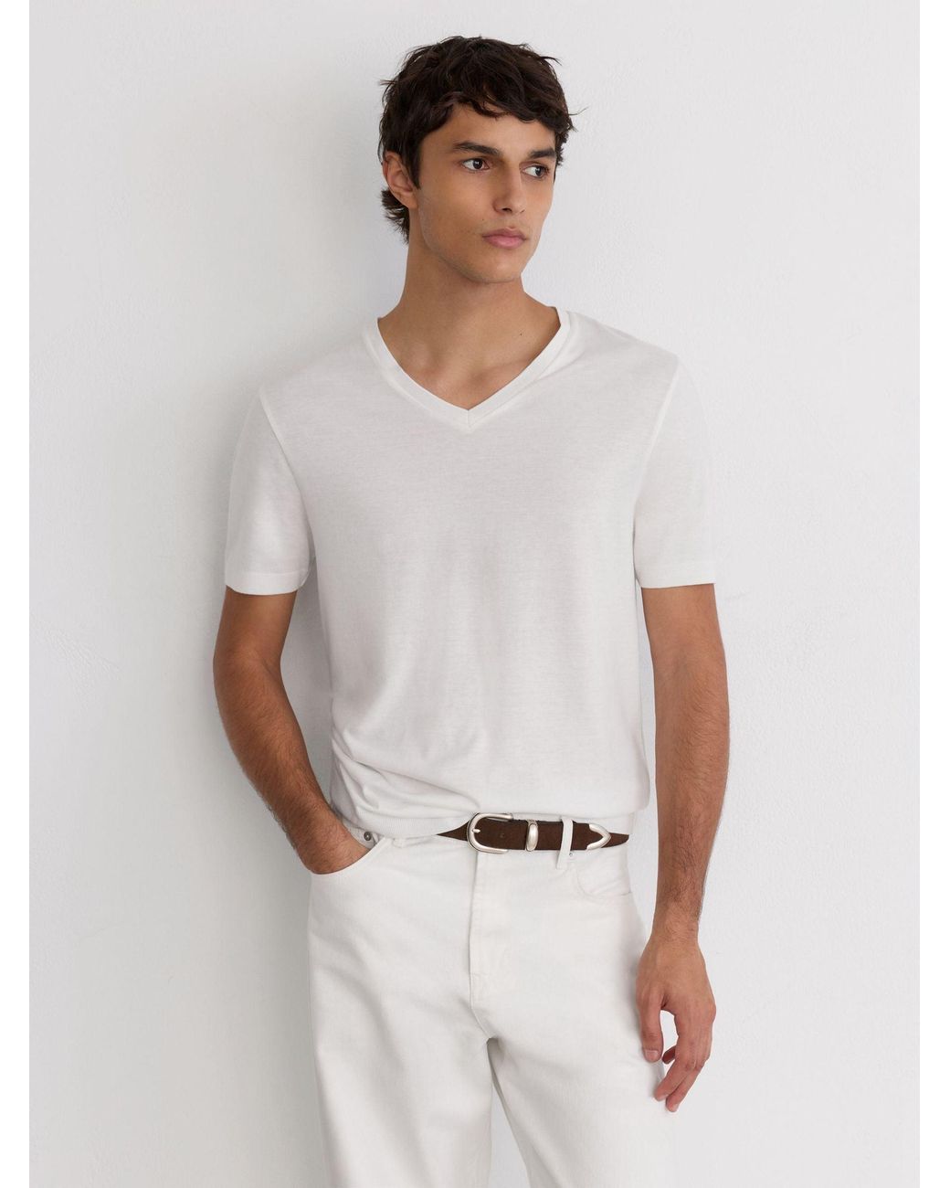 Reiss Salina - White Cotton-modal V-neck Tailored-fit T-shirt, Xl for men