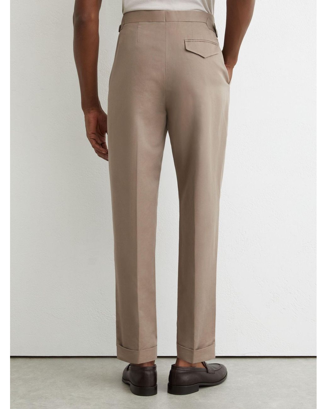 Reiss Natural Linen-Blend Side-Adjuster Tapered Trousers for men