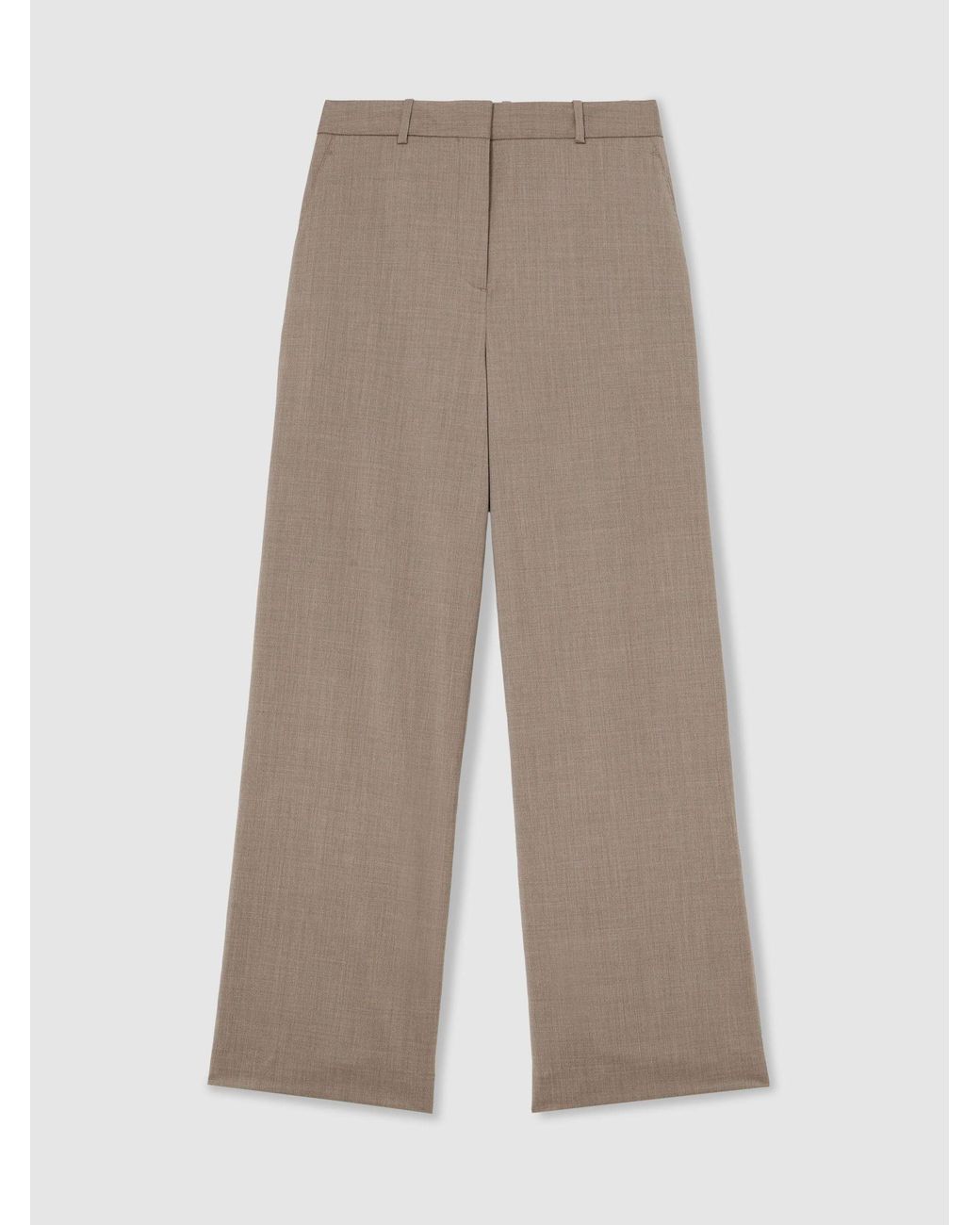 Reiss Brown Wool-Blend Wide-Leg Trousers