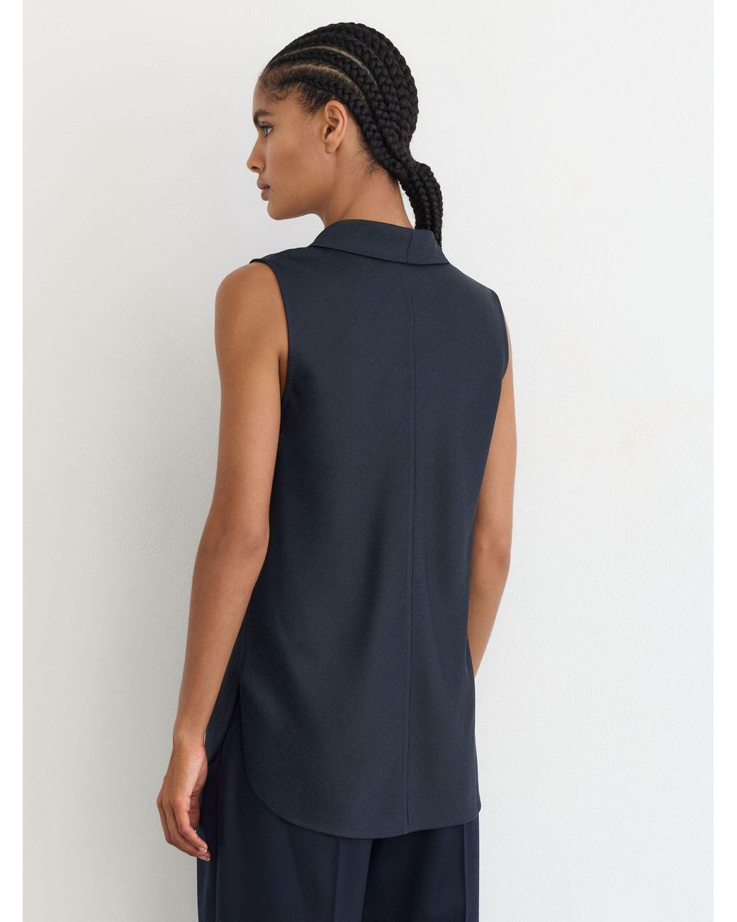 Reiss Blue Cowl-Neck Sleeveless Top