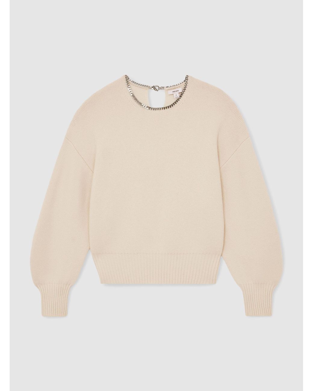 Reiss Natural Wool-Blend Necklace-Trim Jumper With Cashmere