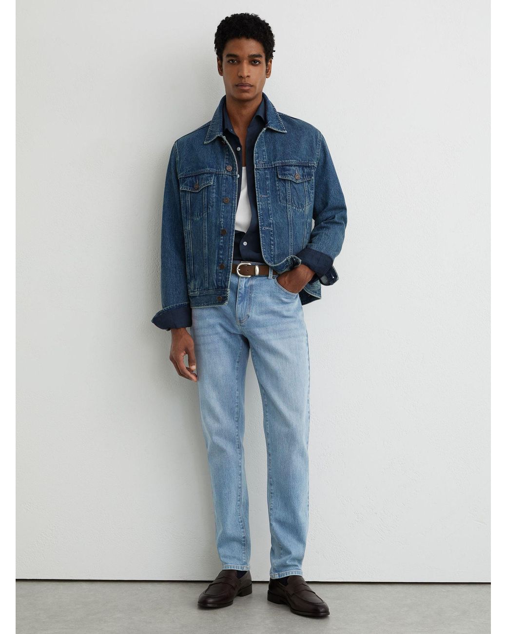 Reiss Blue Cotton-Blend Slim-Fit Jeans for men