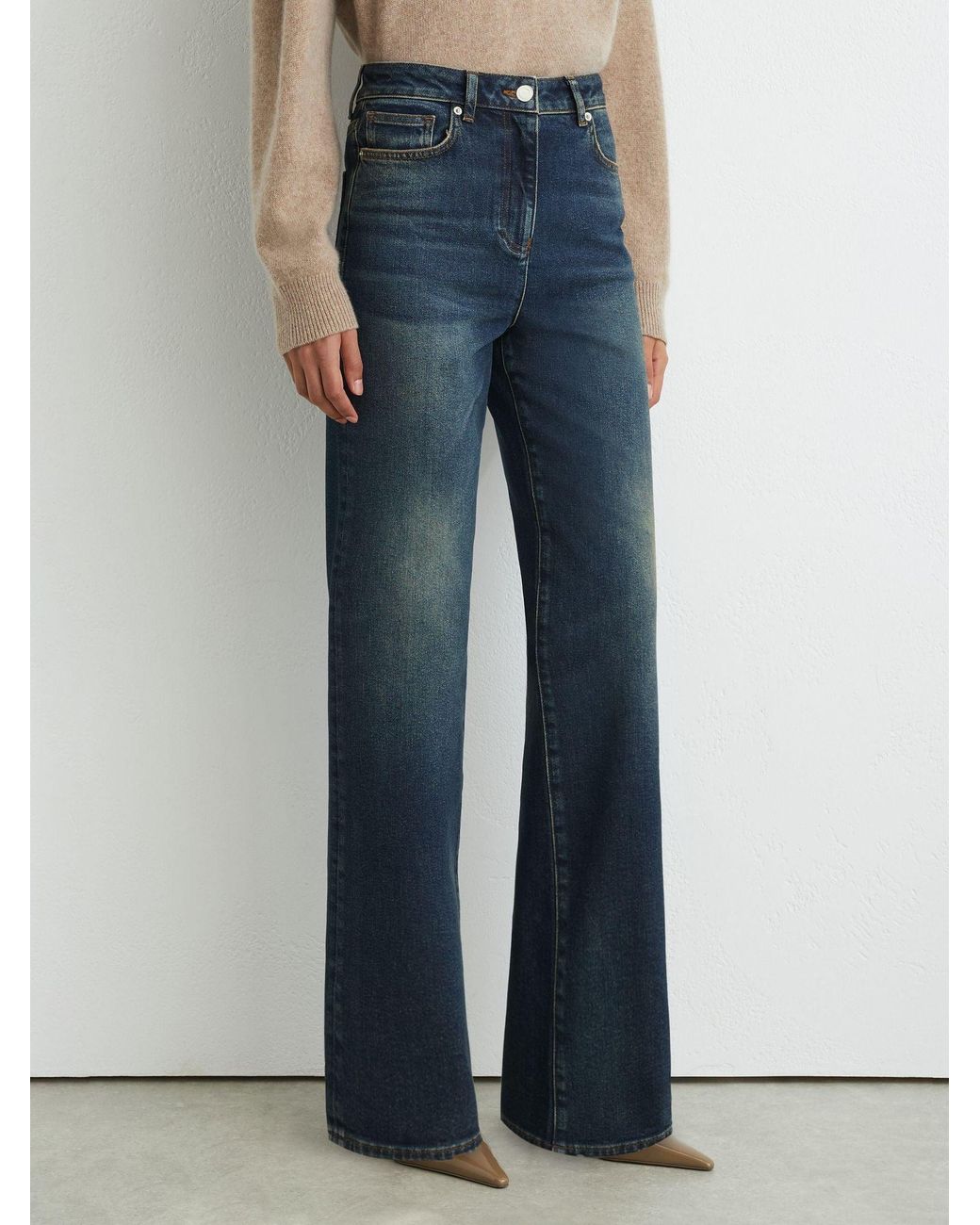Reiss Blue Mid Andi Tall High-Rise Bootcut Jeans