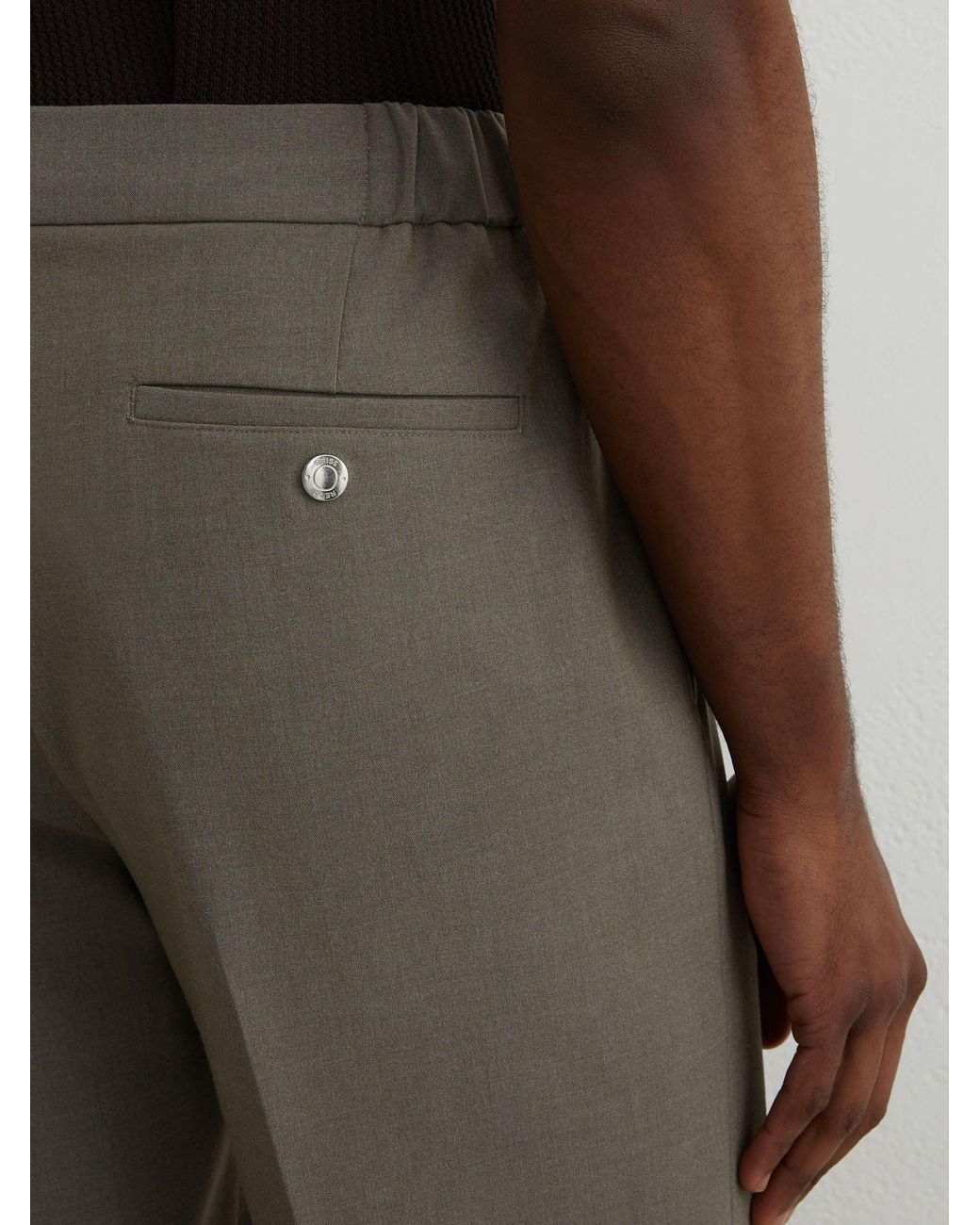 Reiss Multicolor Found - Dark Sage Green Slim Fit Stretch Drawstring Trousers, 28 for men