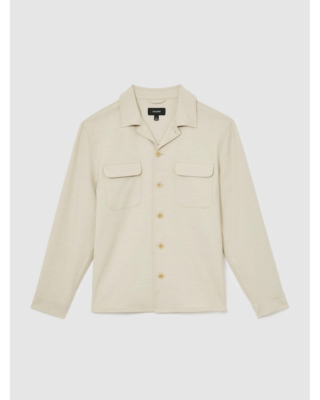 Reiss Natural Twin-Pocket Button-Through Overshirt for men