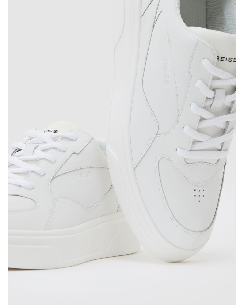 Reiss Black Bonded-Leather Chunky Sole Trainers for men