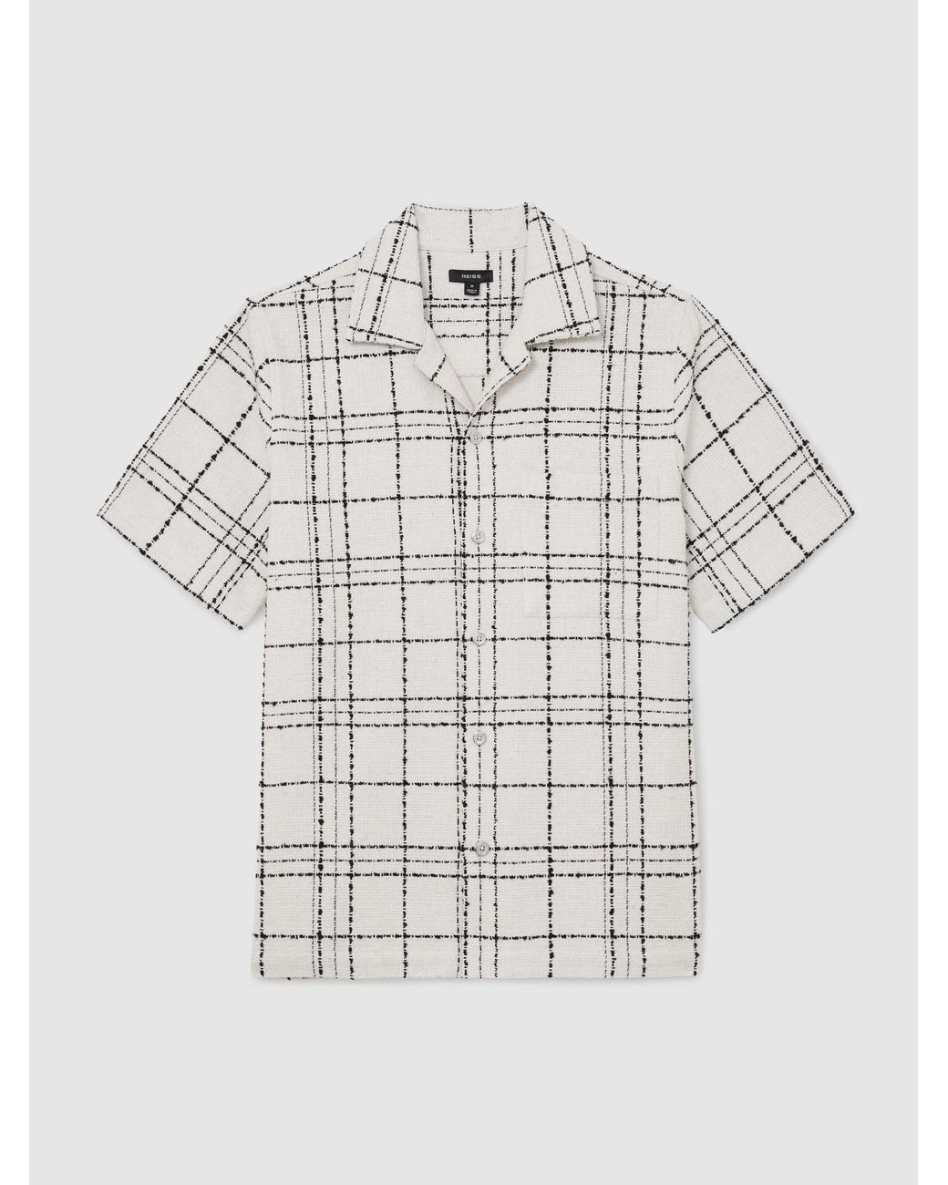 Reiss Natural Textured Check Cuban-Collar Shirt With Cotton for men
