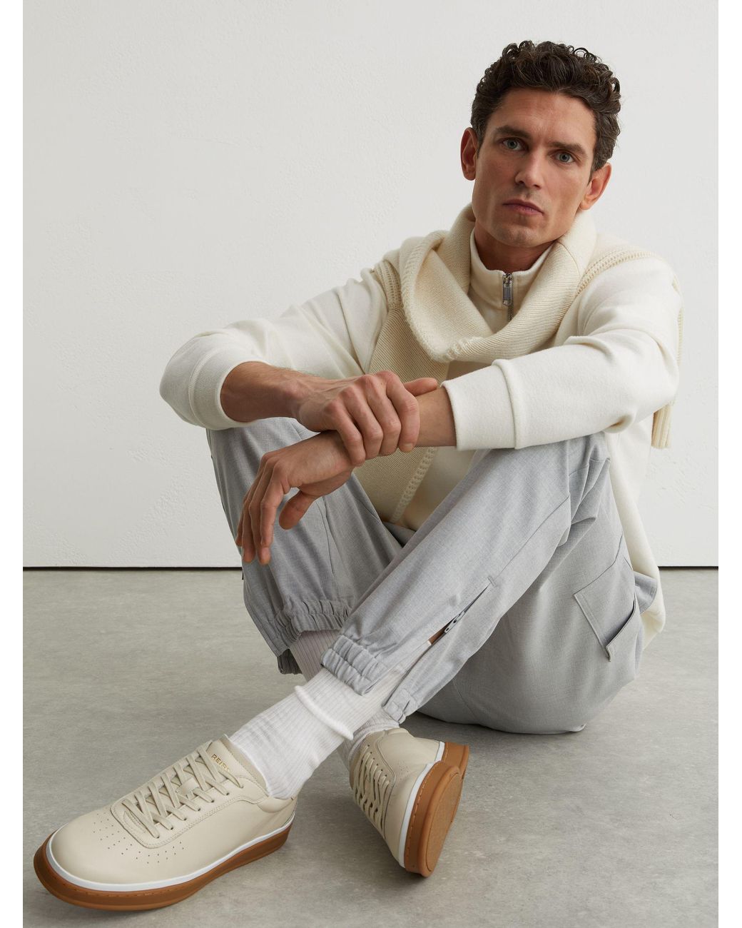 Reiss White Slim-Leg Drawstring Cargo Trousers for men