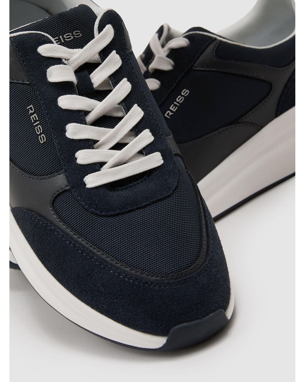 Reiss Blue Suede-Trim Runner Trainers for men