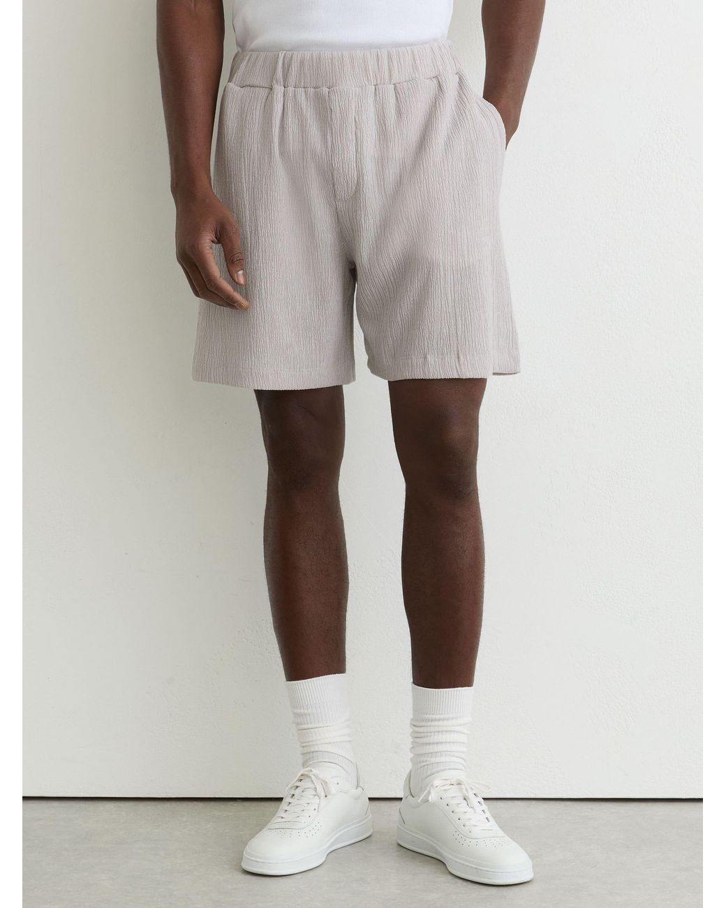 Reiss Natural Textured Drawstring Shorts for men