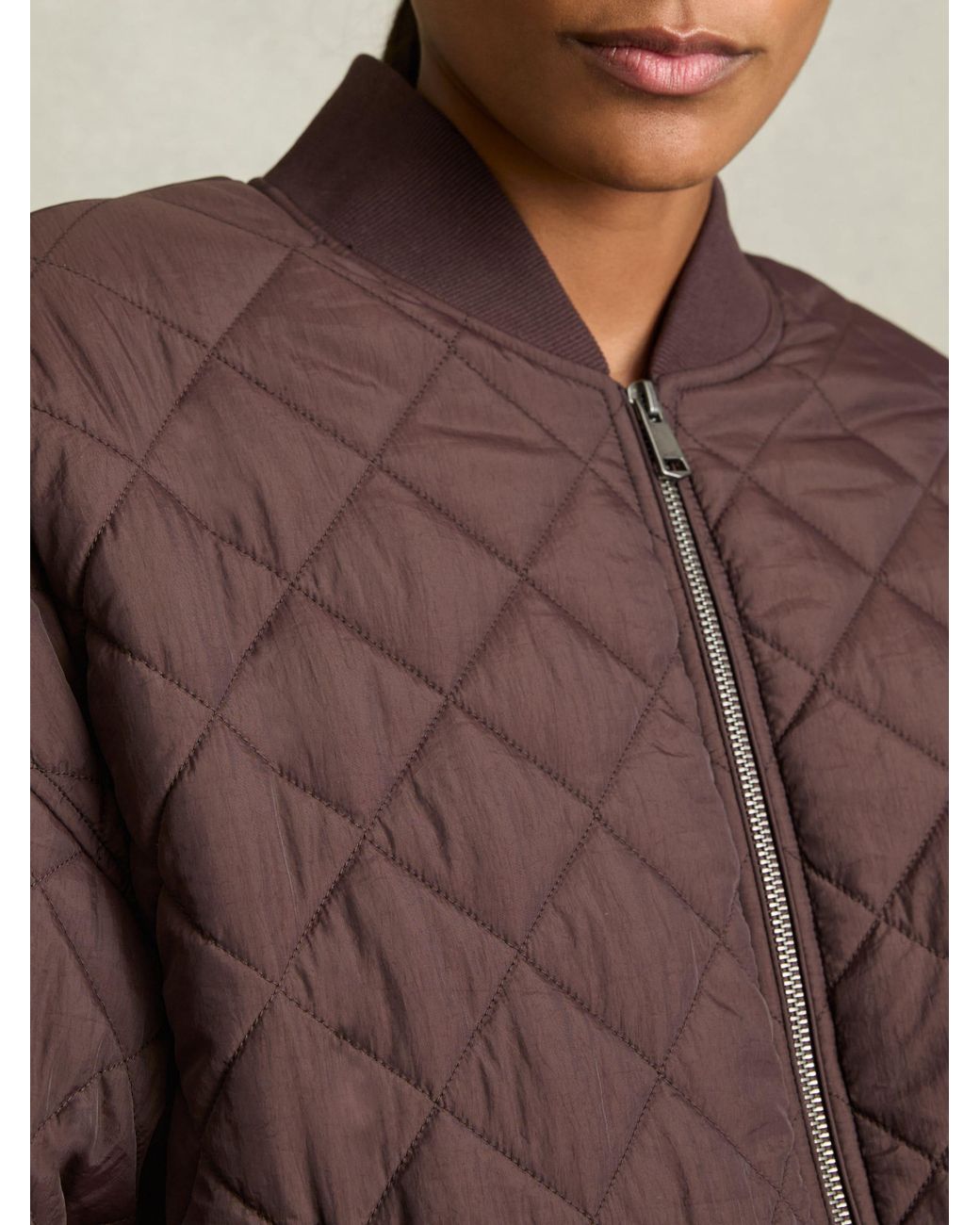 Reiss Blue Quilted Zip-Through Bomber Jacket