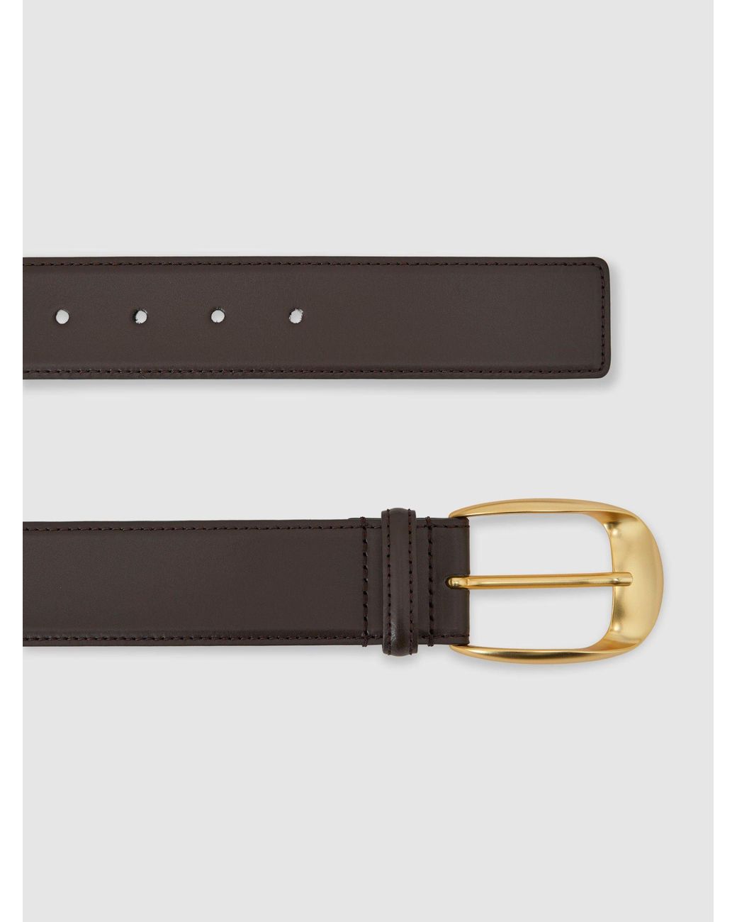 Reiss Gray Leather Rounded-Buckle Belt