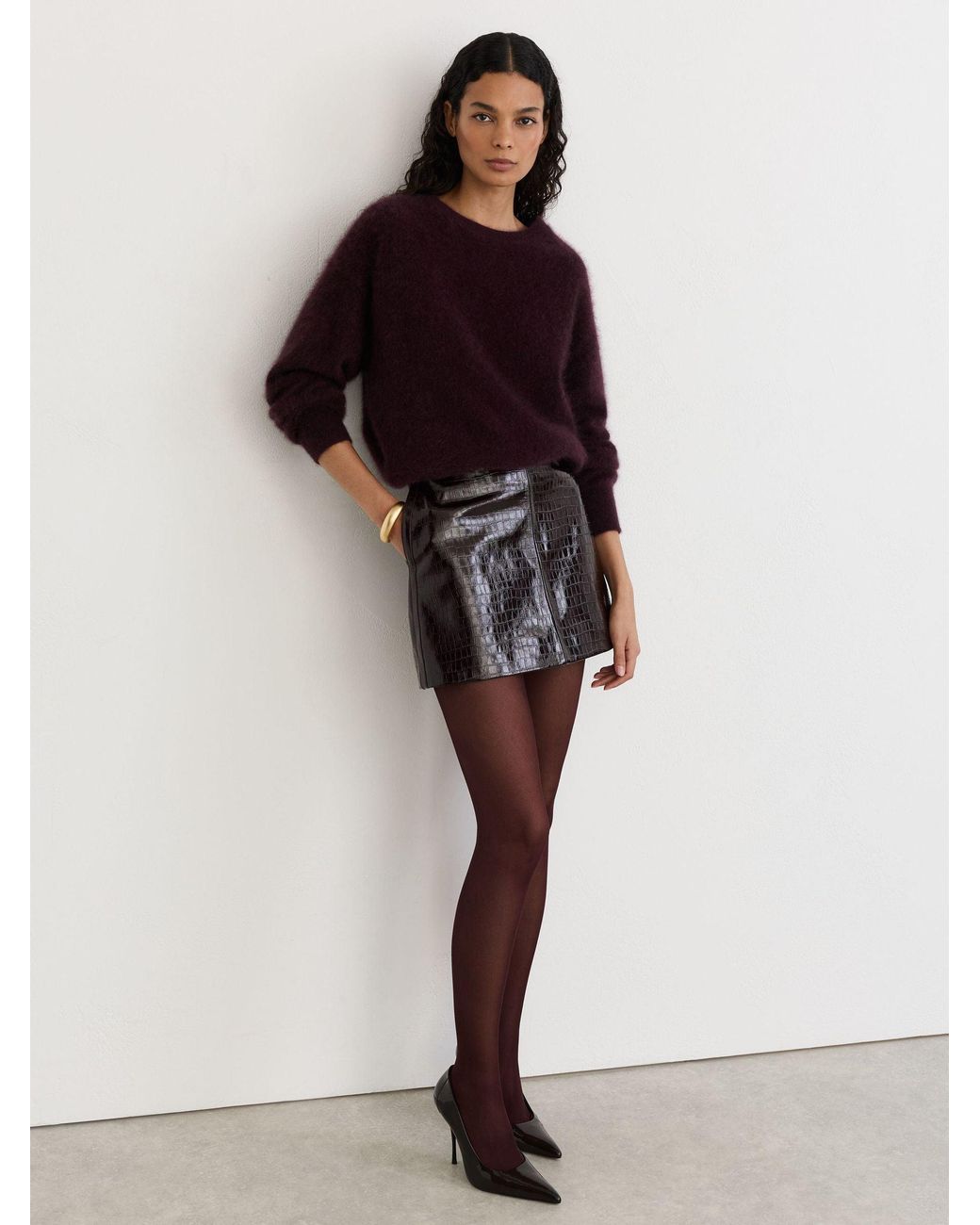 Reiss Brown Coloured 40 Denier Tights, S & M