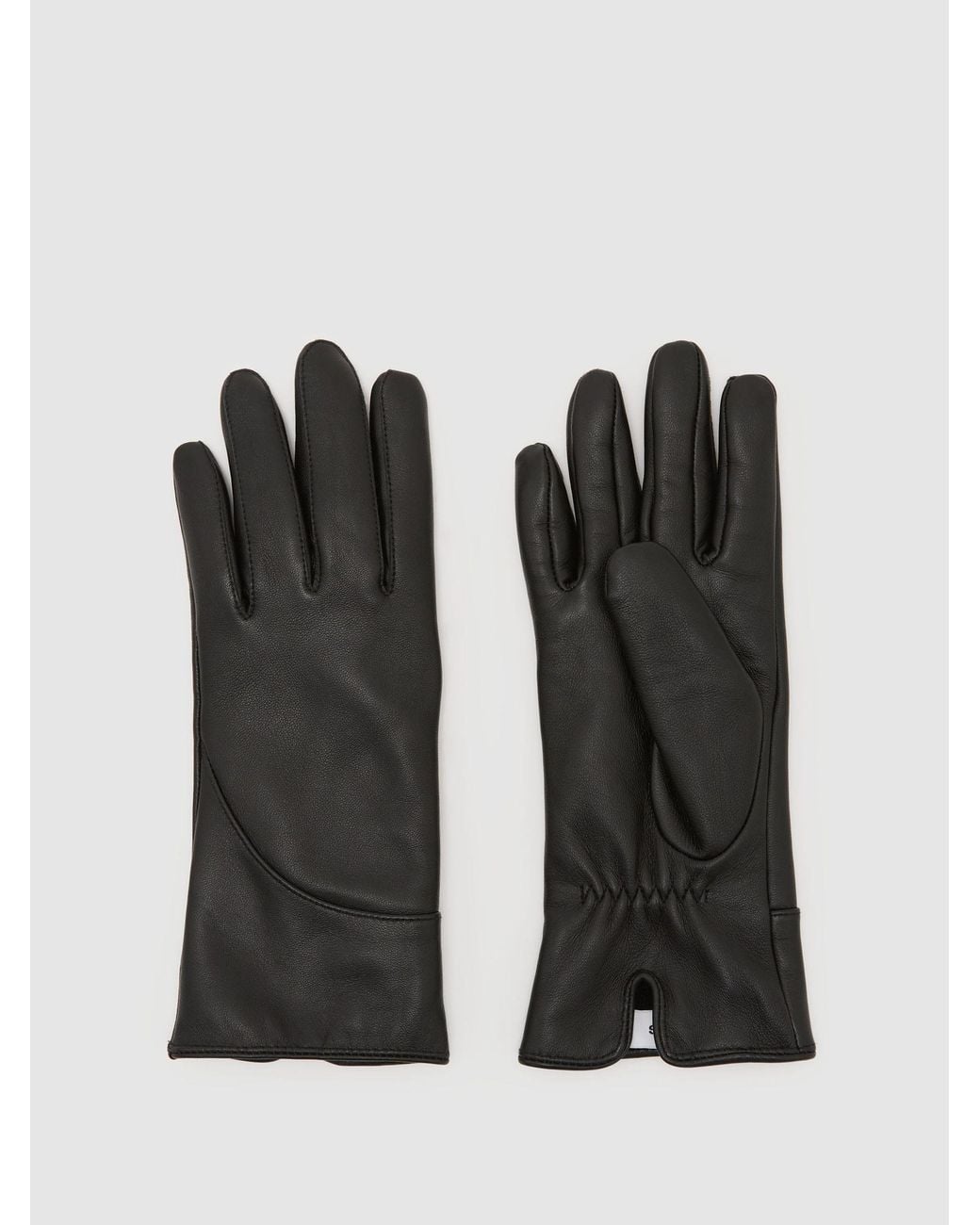Reiss Black Leather Gloves, S & M