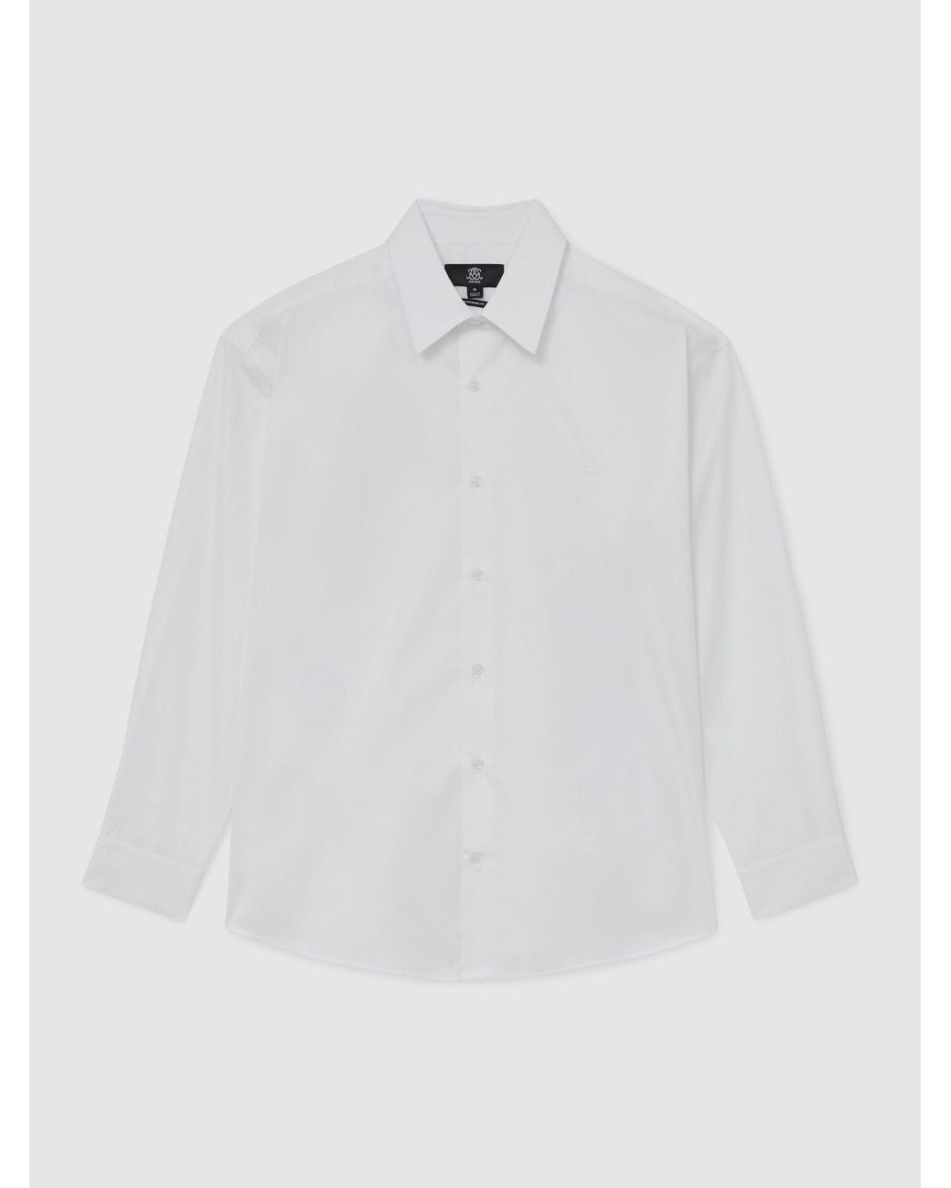 Reiss White Monogram-Embroidered Relaxed-Fit Shirt Cotton for men