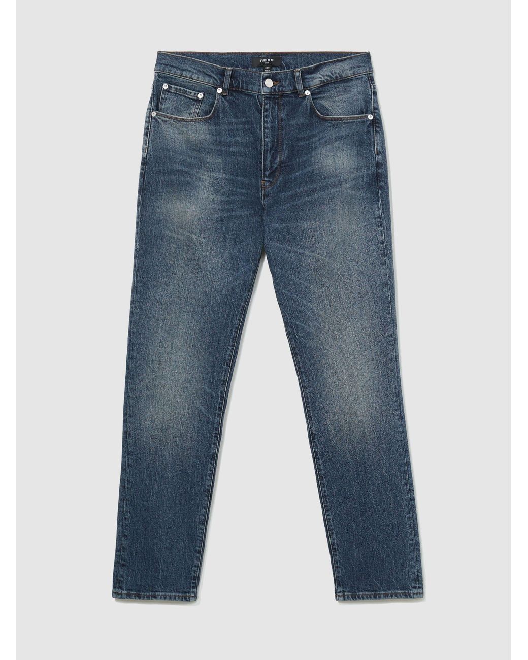 Reiss Blue Comfort-Stretch Straight-Leg Jeans for men