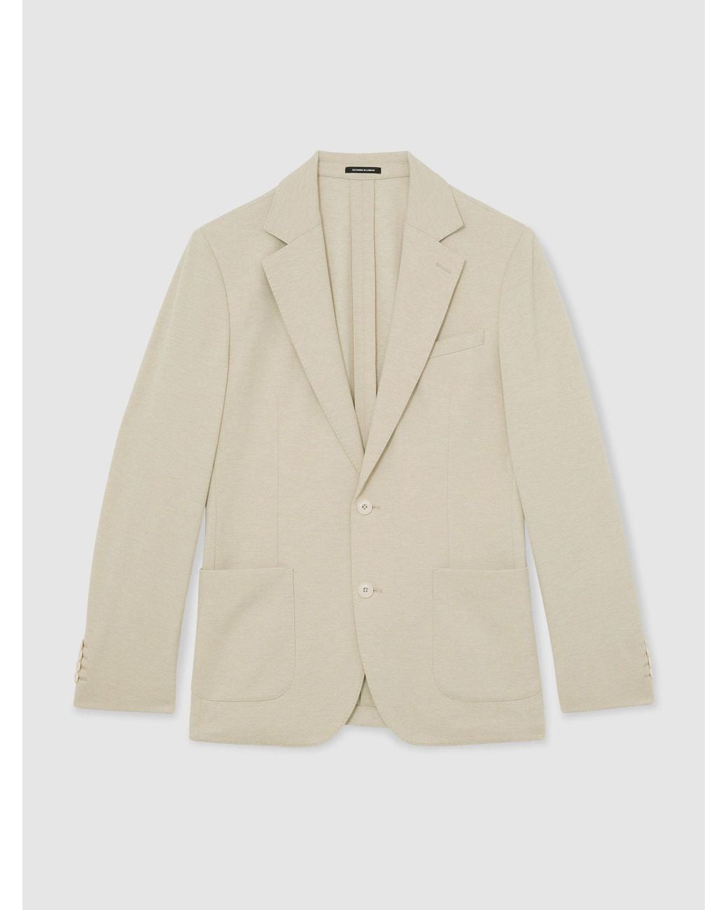 Reiss Natural Gerrard - Stone Tailored Fit Textured Jersey Single-breasted Suit Blazer, Us 40 for men