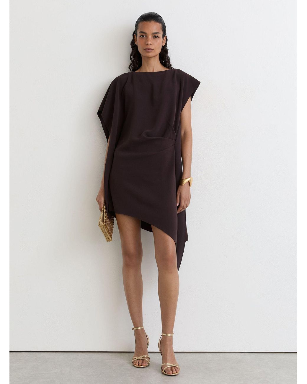 Reiss Multicolor Asymmetric Drape Mini Dress