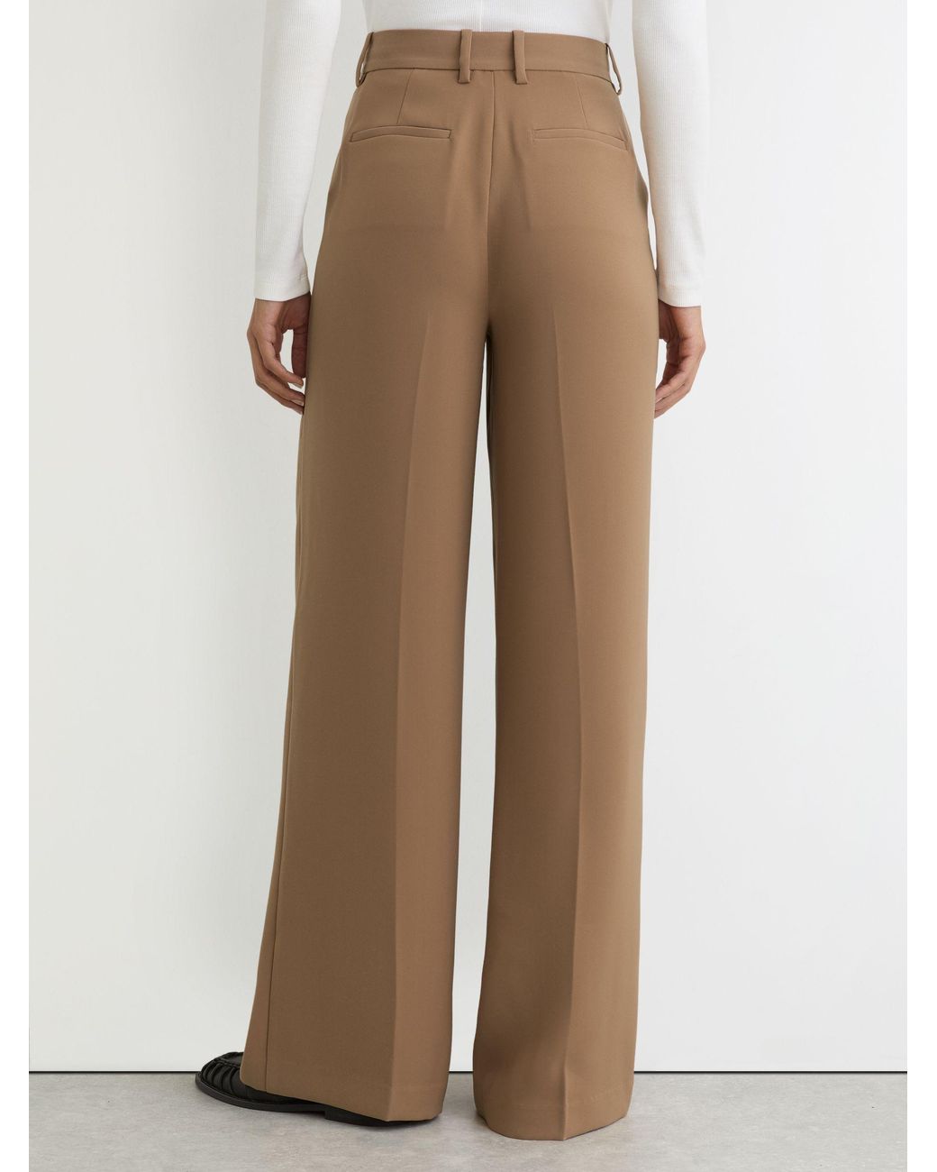 Reiss Natural Wide-Leg Tailored Trousers