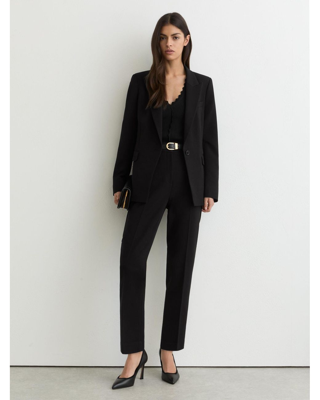 Reiss Black Gabi Polyester Suit Trousers