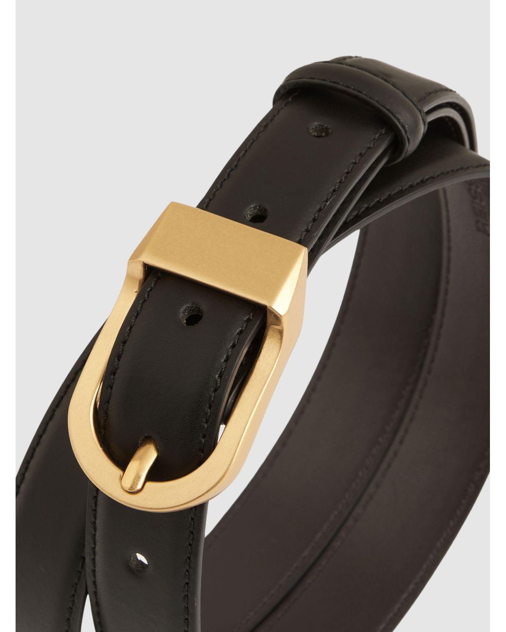 Reiss Black Leather Curved-Buckle Belt