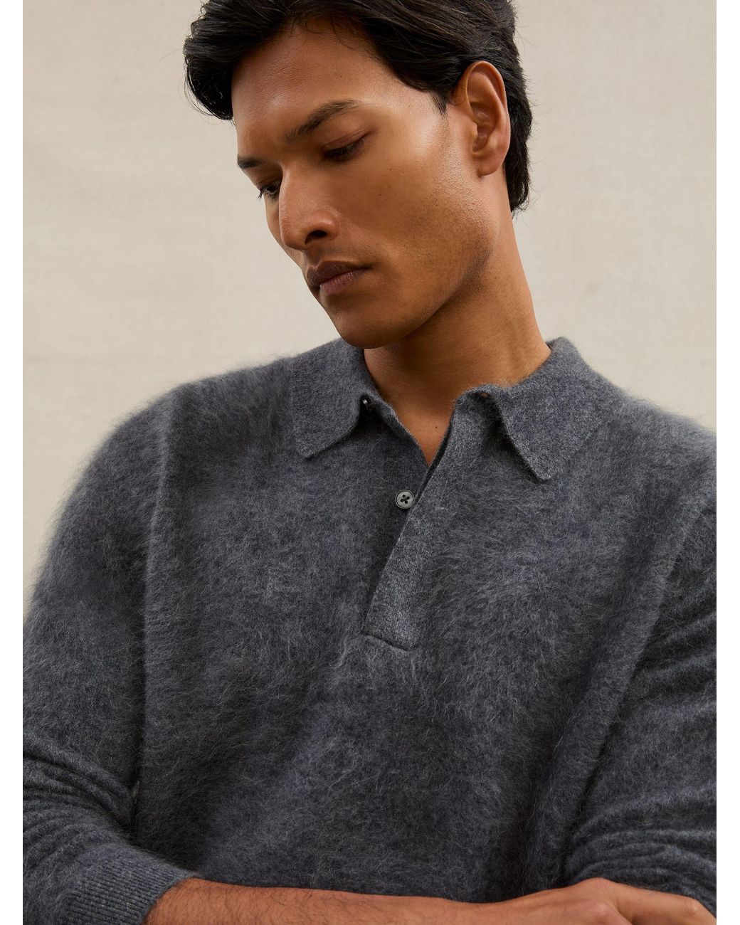 Reiss Multicolor Atelier Brushed-Cashmere Polo Jumper for men