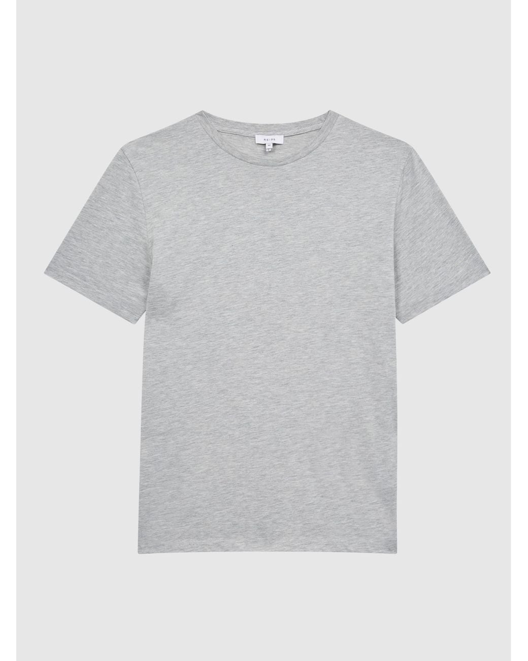 Reiss Gray Marl Bless Cotton Crew-Neck Tailored-Fit T-Shirt for men